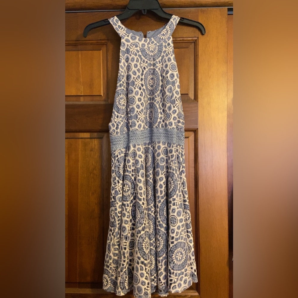 Blue and white formal dress